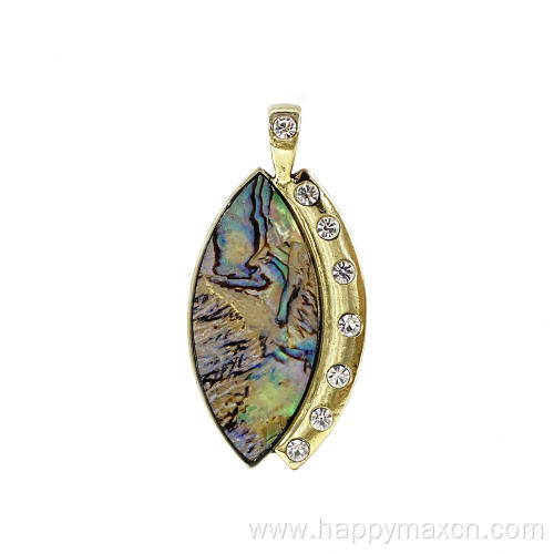 Craft shell abalone pendants with rhinestone jewelry making